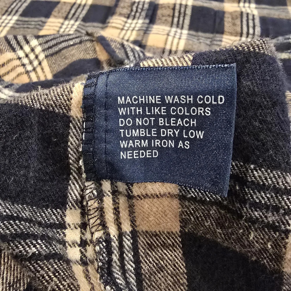Towncraft Flannel Shirt Navy Plaid Button Down 100% Cotton Men’S Large Layer. - Picture 8 of 11